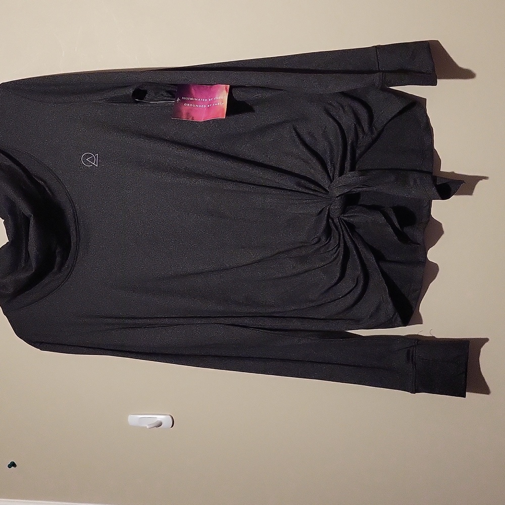 Black Long Sleeve Top with Tie Front